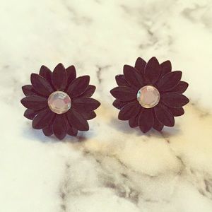 Black Flower Stud Earrings
